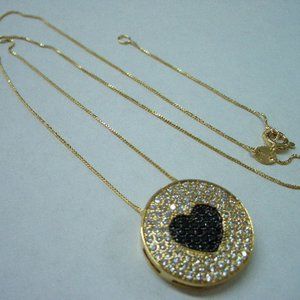 DESIGNER INSPIRED, ROUND GOLD PAVE CRYSTAL PENDANT